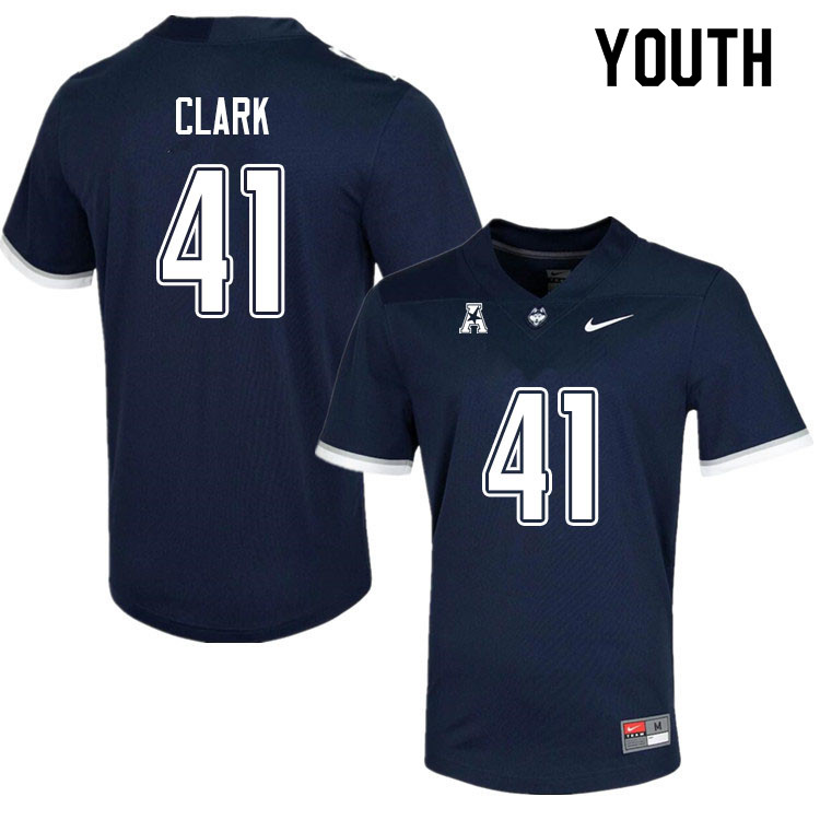 Youth #41 Hunter Clark Uconn Huskies College Football Jerseys Sale-Navy